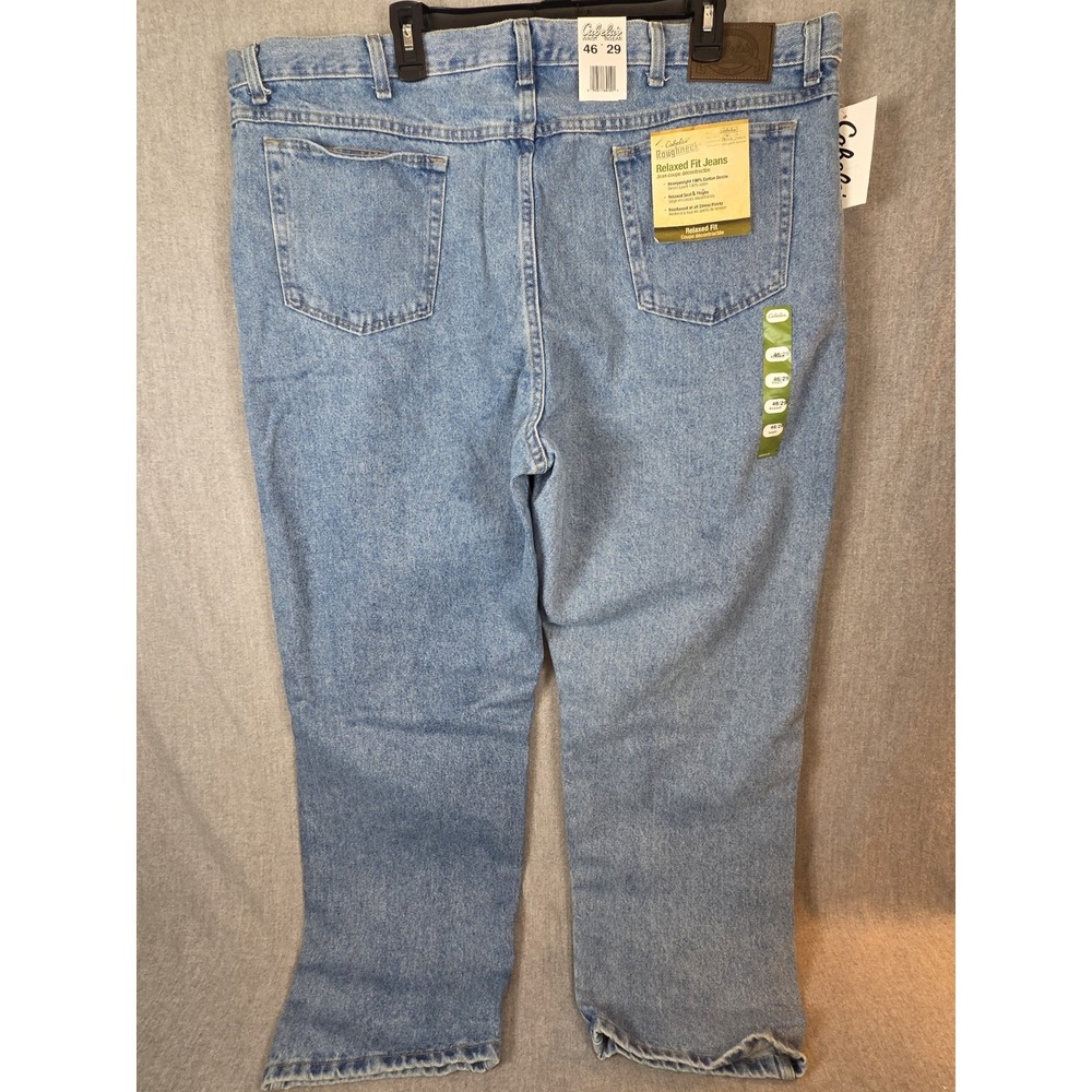 Cabela's Roughneck Relaxed Fit Men's Size‎ 46x29 Stonewash Blue Denim Jeans NEW